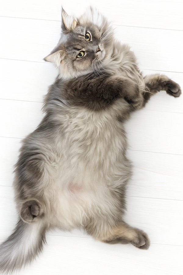秋の気配と、へそ天猛猫